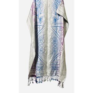 Rage Nation Silver Blue Purple ✦ FESTIVAL SHAWL‎ Scarf  76x28 Inch